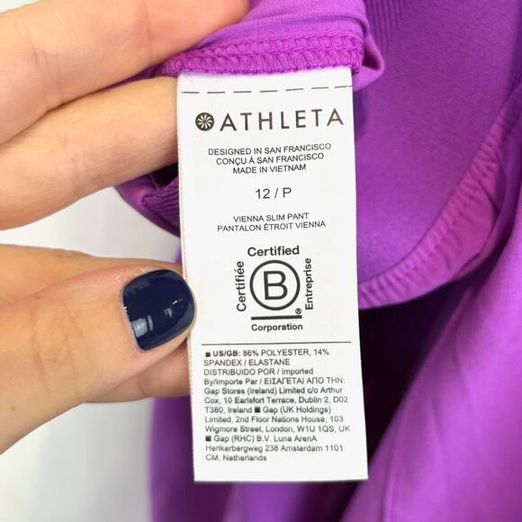 ATHLETA Vienna Slim Pants High Rise 882642 Stretch Purple Size 12 Petite 12P - Picture 8 of 10